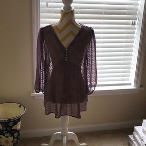 Sheer polka dot Daniel Rainn blouse